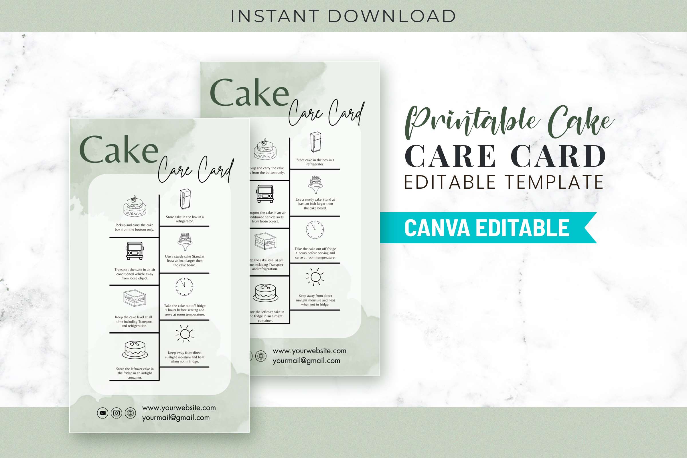 Printable Cake Care Card Editable Template Feature Images 1 Printable cake care card editable template