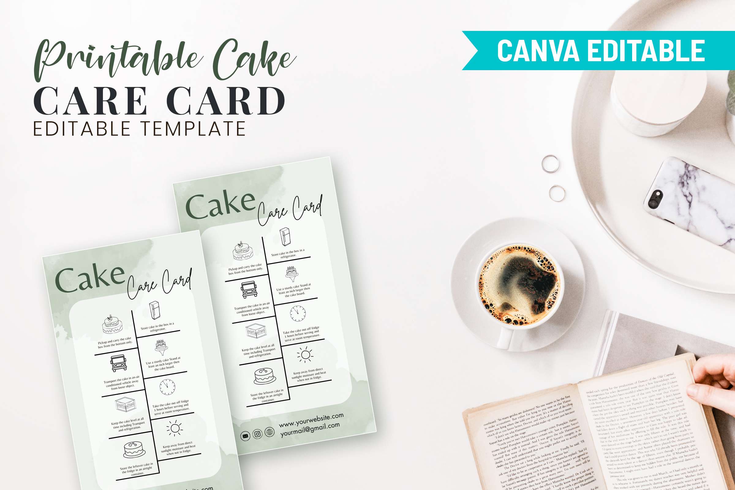 Printable Cake Care Card Editable Template Printable Cake Care Card Editable Template