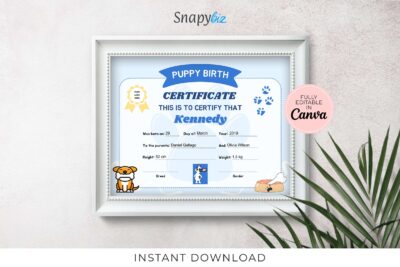 Puppy Birth Certificate Template