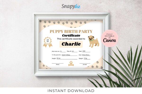 Puppy birth party certificate - image 2
