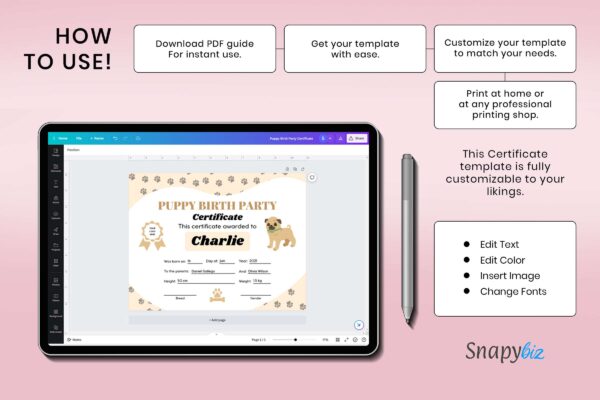 Puppy birth party certificate - image 11