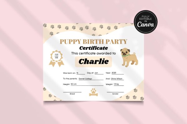 Puppy birth party certificate - image 4