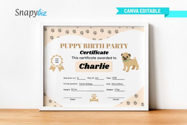 Puppy birth party certificate - image 5