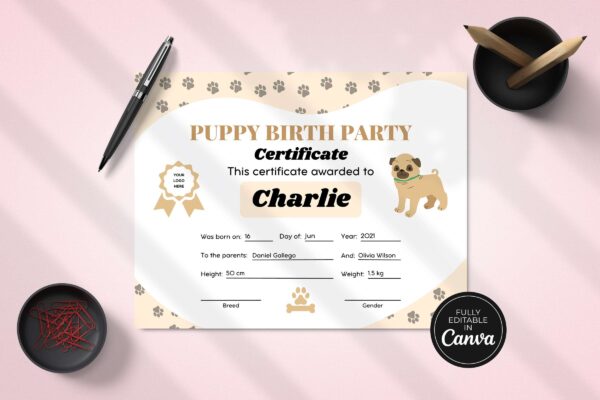 Puppy birth party certificate - image 6