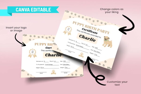 Puppy birth party certificate - image 7