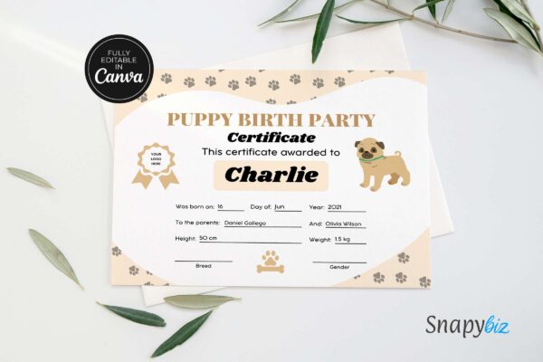 Puppy birth party certificate - image 9