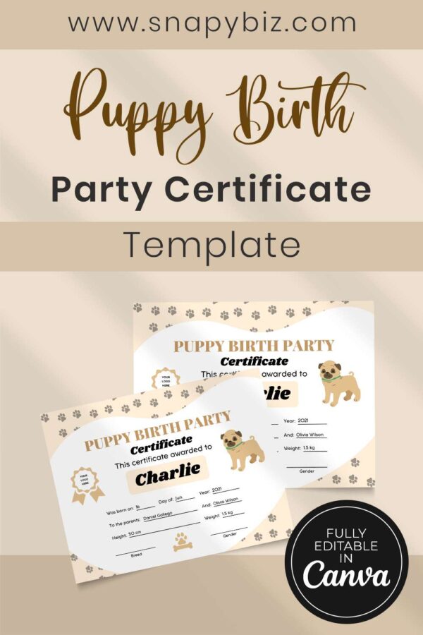 Puppy birth party certificate - image 12