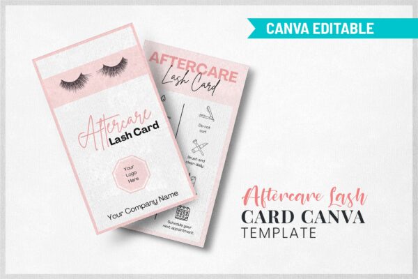 Aftercare Lash Card Canva Template Feature Image 10 Eyelash care card pdf certificate - image 11