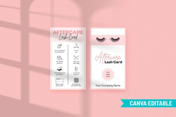 Aftercare Lash Card Canva Template Feature Image 4 Eyelash care card pdf certificate - image 5