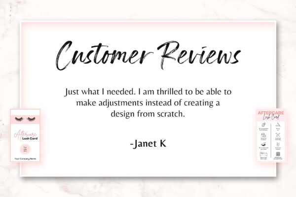Aftercare Lash Card Canva Template Feature Image 7 Eyelash care card pdf certificate - image 8
