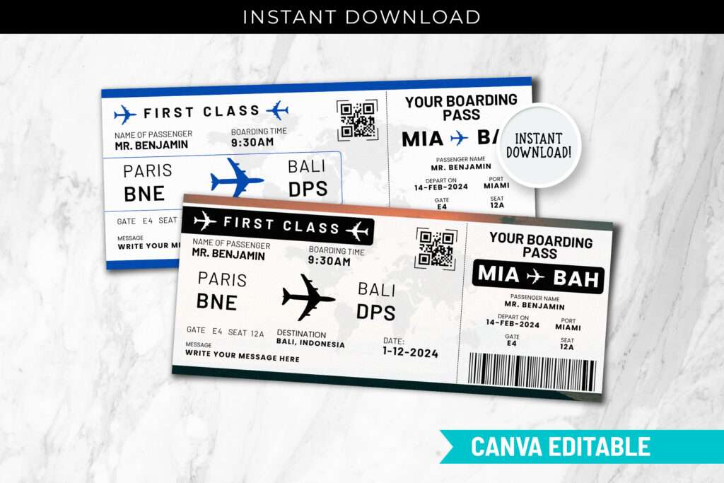 Bali Trip Surprise Gift Ticket Template Bali Trip Surprise Gift Ticket Template