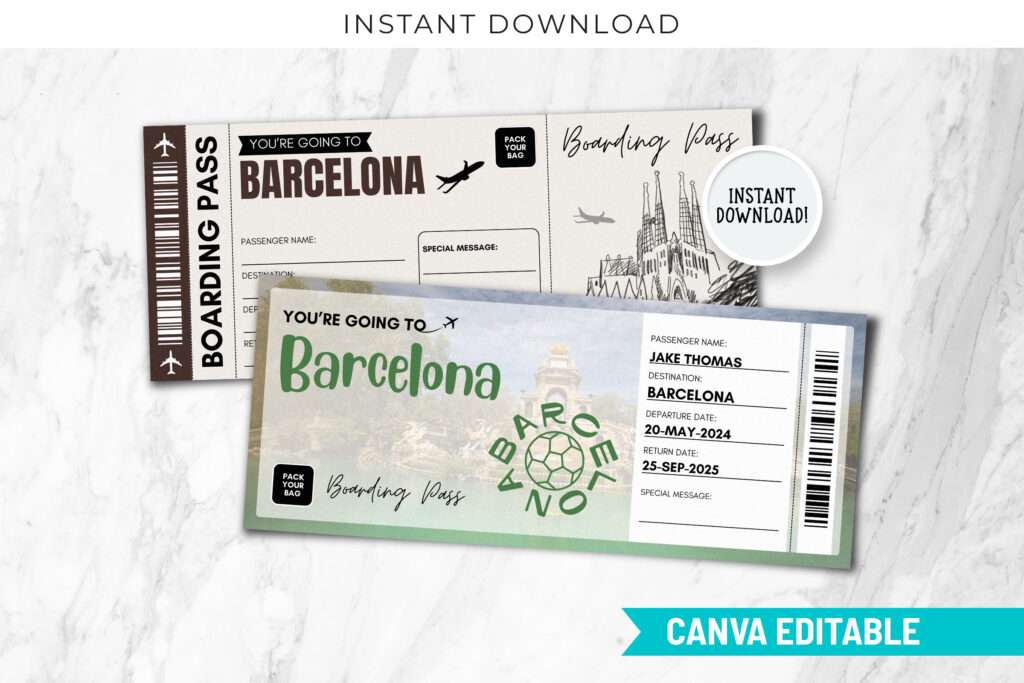 Barcelona Trip Reveal Gift Ticket Barcelona Trip Reveal Gift Ticket