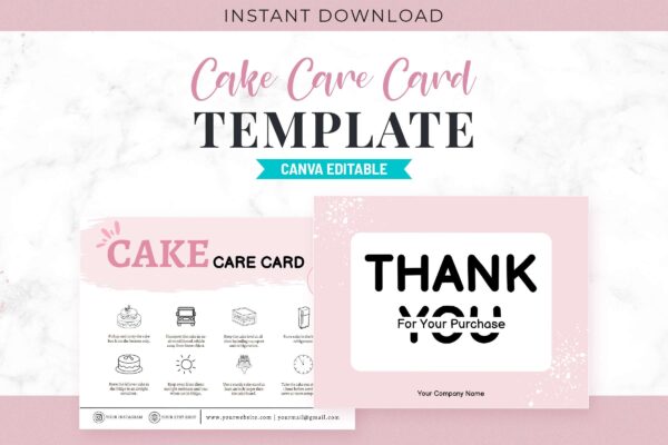 Cake Care Card Template Pdf Feature Images 1 Printable cake care card editable template - image 2