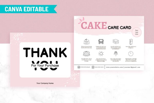 Cake Care Card Template Pdf Feature Images 2 Printable cake care card editable template - image 3