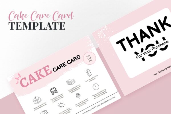 Cake Care Card Template Pdf Feature Images 3 Printable cake care card editable template - image 4