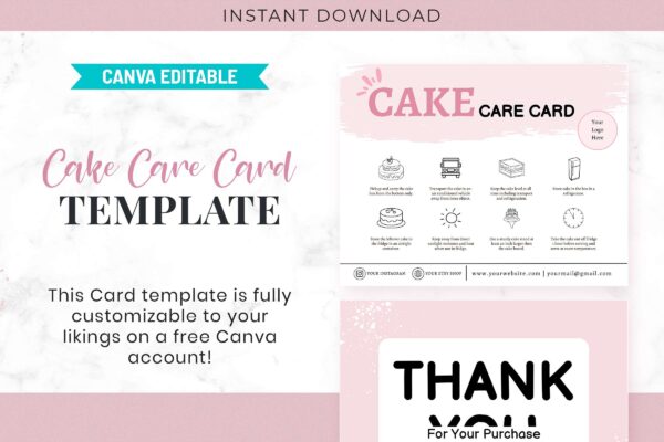 Cake Care Card Template Pdf Feature Images 4 Printable cake care card editable template - image 5
