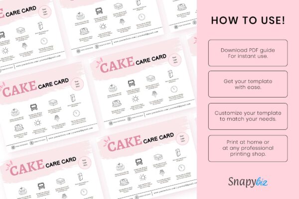 Cake Care Card Template Pdf Feature Images 8 Printable cake care card editable template - image 9
