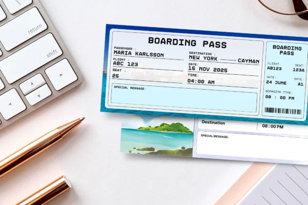 Cayman Islands Boarding Pass Template Feature Images 1 Cayman islands trip surprise gift ticket template - image 10