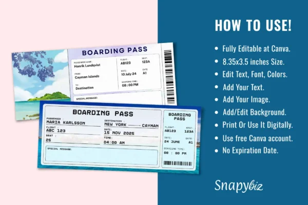 Cayman Islands Boarding Pass Template Feature Images 9 Cayman islands trip surprise gift ticket template - image 3