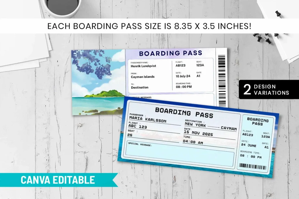 Cayman Islands Trip Surprise Gift Ticket Template