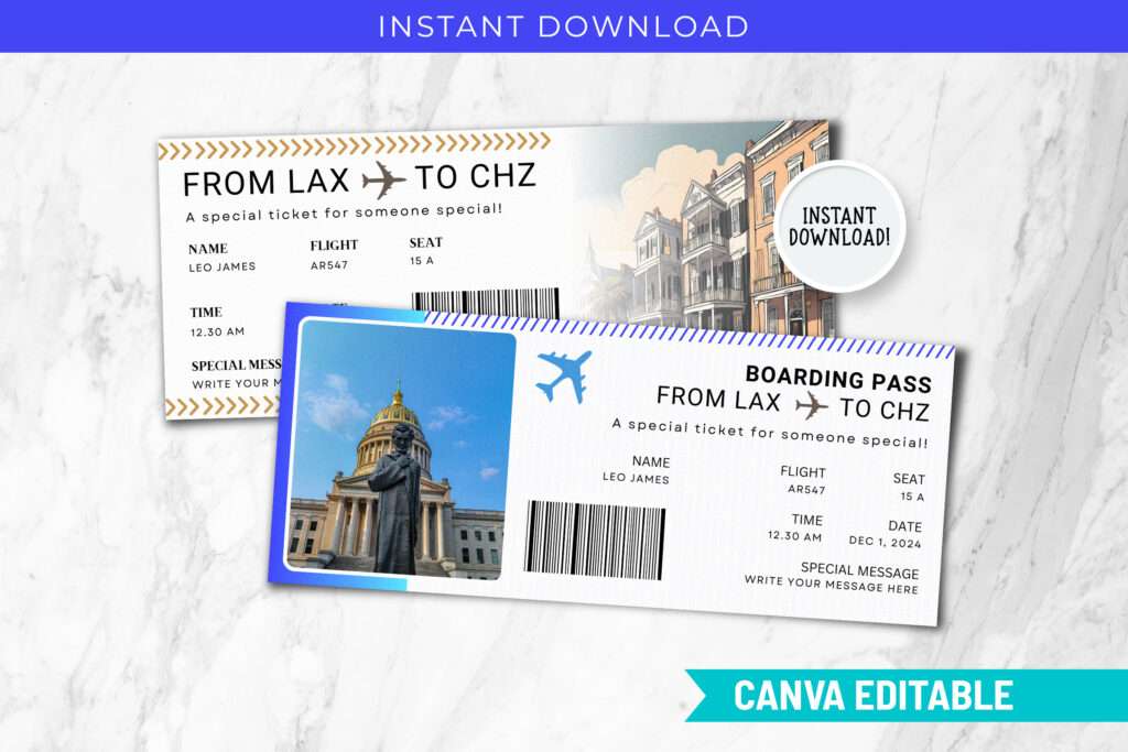 Charleston SC USA Trip Surprise Gift Ticket Charleston SC USA Trip Surprise Gift Ticket