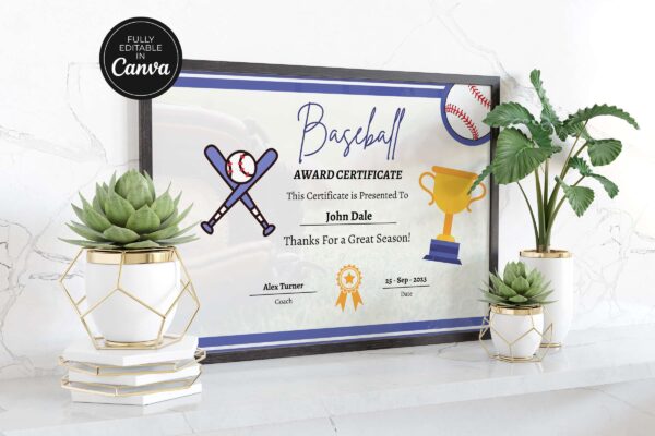 Editable Baseball Award Certificate Template Feature Image 7 Baseball award editable certificate - image 8