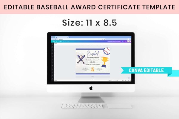 Editable Baseball Award Certificate Template Feature Image 9 Baseball award editable certificate - image 10