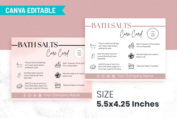 Editable Bath Salts Care Card Feature Images 2 Editable bath salts care card template - image 3