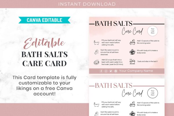 Editable Bath Salts Care Card Feature Images 4 Editable bath salts care card template - image 5