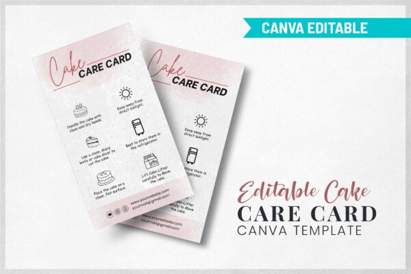 Editable Cake Care Card Canva Template Feature Image 10 Cake care card canva template - image 11