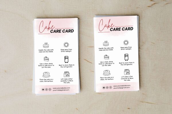 Editable Cake Care Card Canva Template Feature Image 3 Cake care card canva template - image 4