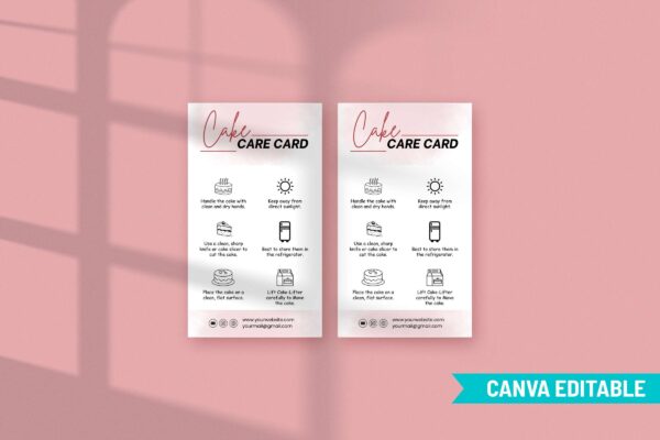 Editable Cake Care Card Canva Template Feature Image 4 Cake care card canva template - image 5