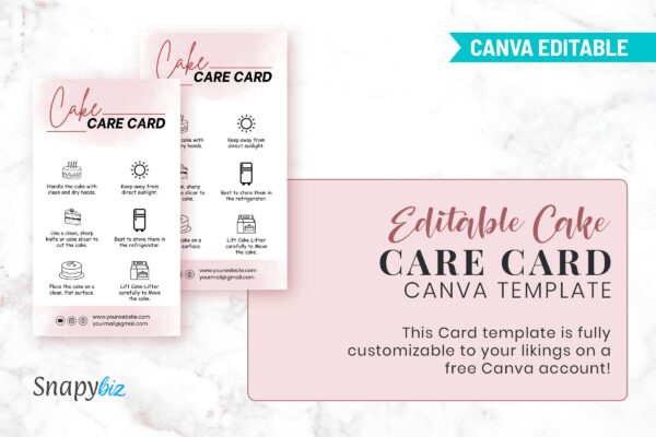 Editable Cake Care Card Canva Template Feature Image 5 Cake care card canva template - image 6
