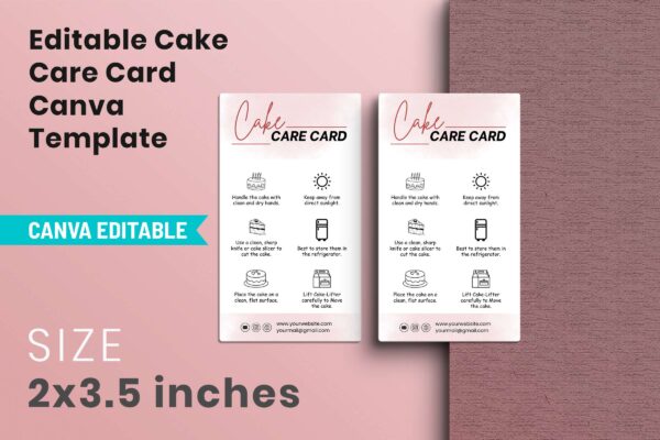 Editable Cake Care Card Canva Template Feature Image 6 Cake care card canva template - image 7
