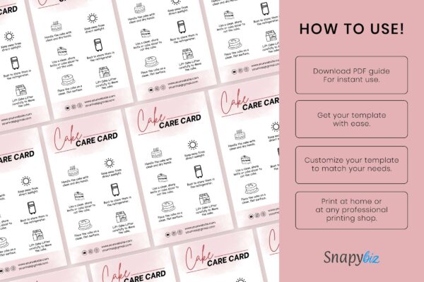 Editable Cake Care Card Canva Template Feature Image 8 Cake care card canva template - image 9