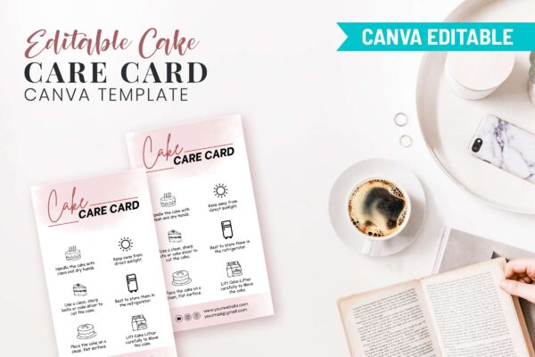 Editable Cake Care Card Canva Template Feature Image 9 Cake care card canva template - image 10