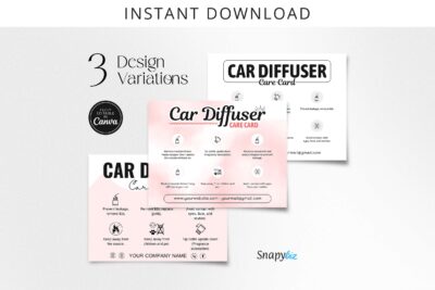 Car Diffuser Care Card Editable Template