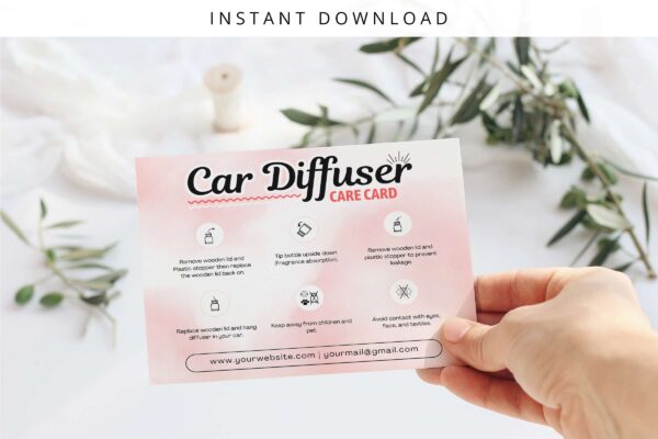 Editable Car Diffuser Care Card Template Feature Images 5 Car diffuser care card editable template - image 6