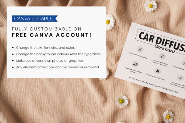 Editable Car Diffuser Care Card Template Feature Images 6 Car diffuser care card editable template - image 7