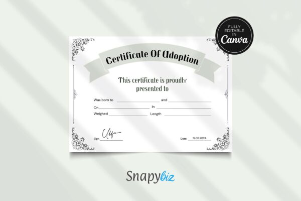 Editable certificate of adoption template - image 2