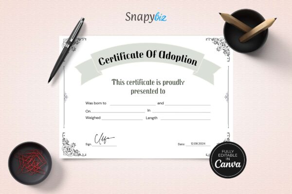 Editable certificate of adoption template - image 3