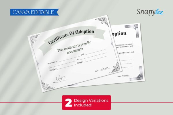 Editable certificate of adoption template - image 4