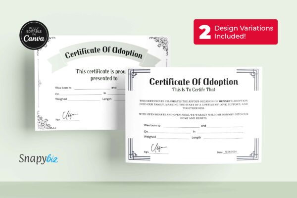 Editable certificate of adoption template - image 6