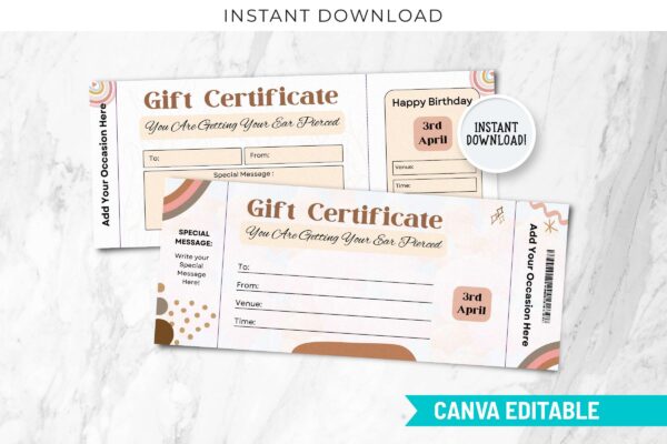 Editable Ear Piercing Gift Certificate Feature Images 1 Editable floral gift certificate template - image 2