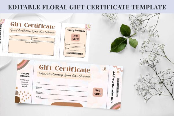 Editable Ear Piercing Gift Certificate Feature Images 3 Editable floral gift certificate template - image 4