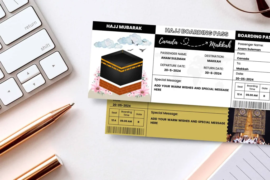 Canva Editable Hajj Boarding Pass Template