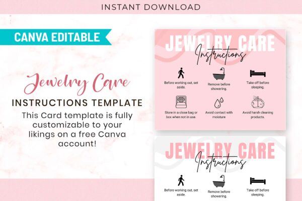 Editable Jewelry Care Card Canva Template Feature Images 4 Editable jewelry care card canva template - image 5