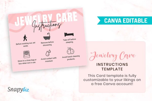 Editable Jewelry Care Card Canva Template Feature Images 5 Editable jewelry care card canva template - image 6