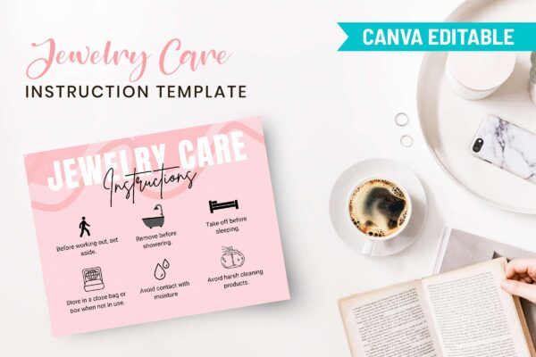 Editable Jewelry Care Card Canva Template Feature Images 9 Editable jewelry care card canva template - image 10