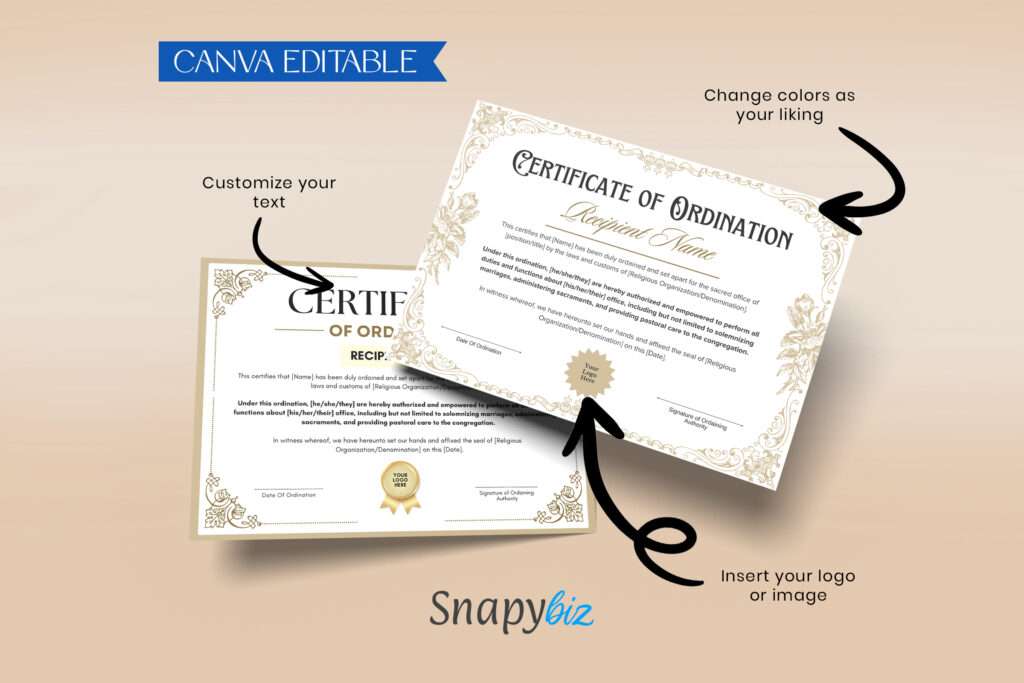 Editable Ordination Certificate Template Editable Ordination Certificate Template